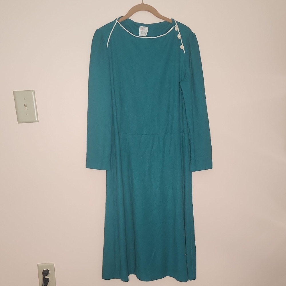 Teal 50's/60's Long Sleeve Knit Dress